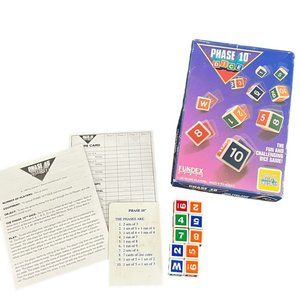 Phase 10 Dice Boxed Game Complete Score Sheet Dice Vintage